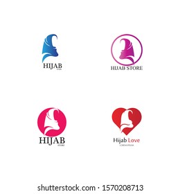 muslimah hijab logo template vector illustration design-vector