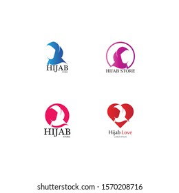 muslimah hijab logo template vector illustration design-vector