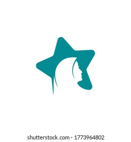 Modelo de logotipo de hijab de Muslimah Diseño de ilustraciones vectoriales
