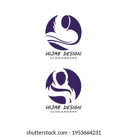 Muslimah hijab Logo template vector illustration design