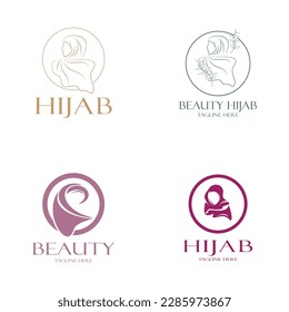 plantilla de logotipo de muslimah hijab ilustración vectorial
