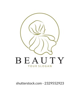 plantilla de logotipo de muslimah hijab ilustración vectorial