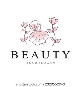 plantilla de logotipo de muslimah hijab ilustración vectorial