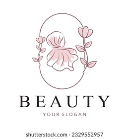 muslimah hijab logo template vector illustration design-vector