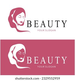 muslimah hijab logo template vector illustration design-vector