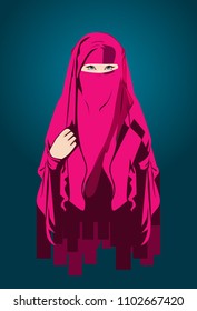 muslimah hijab or niqab is mean illustration for multitalent women. icon company, sport or industry logo and t-shirt design vector with eps 10 format