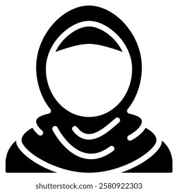 muslimah icon with glyph style. Suitable for website design, logo, app, UI and etc. Based on the size of the icon in general, so it can be reduced.