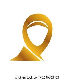 muslimah logo for hijab or scarf fashion product with gold colour, muslimah has mean great women with multi talent