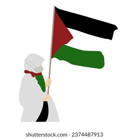 Muslimah palestine person with flag