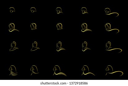 muslimah scarf or hijab logo for fashion product with gold colour