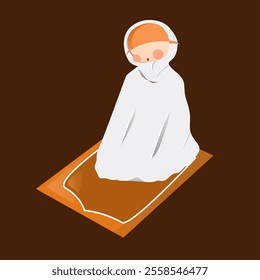 Muslimah sit down prayer in salat