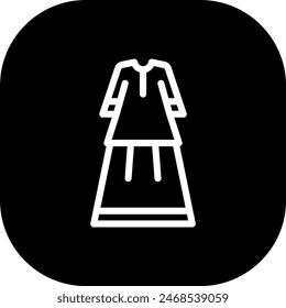Muslimah suit fashion muslim icon with black filled line outline style. muslimah, woman, girl, female, muslim, business, suit. Vector Illustration