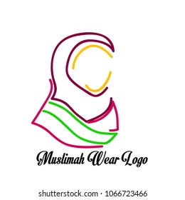 muslimah wear logo for hijab or scarf fashion product with gold colour, muslimah means great women with multi talent