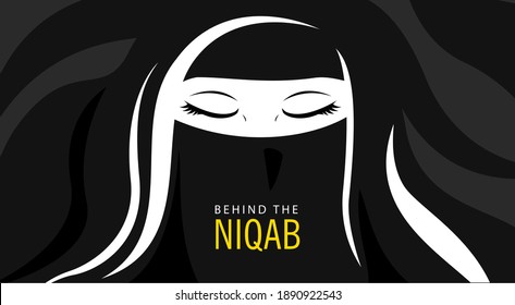 Muslimah wears the niqab to cover her face. Niqab for  muslim women, design concept for book cover, wallpaper and others.