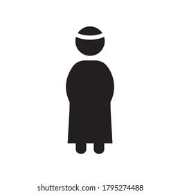 Muslim-dressed female icon with white back and simple design style