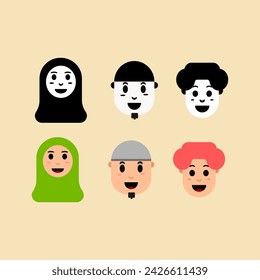 Muslim's character vector illustration. Flat design of muslim characters. People flat design. Avatar flat design.