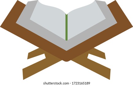 Muslims Holy Book Vector Color Icon Design, Religious text of Islam on White background, The Quran Majeed wooden Hand Carved Concept, 