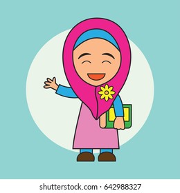 Muslims ready for reading a holy book (alQuran), Islamic concept for daily activity and Ramadan holy month, vector illustration