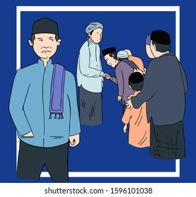 Muslims shake hands with the cleric, the third version