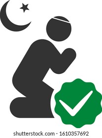 For muslims vector icon. Flat For muslims pictogram is isolated on a white background.