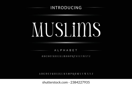 Muslims Vintage decorative font  with label design and background pattern