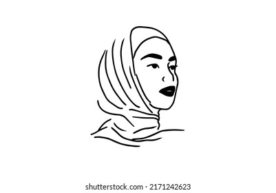 Muslin Woman Wearing Hijab Vector Minimalist