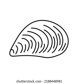 Mussel color line illustration. Ocean fishes.