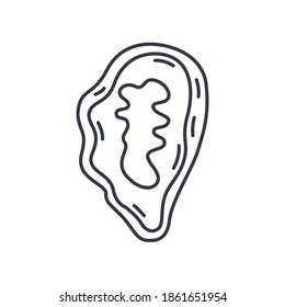 Mussel concept icon, linear isolated illustration, thin line vector, web design sign, outline concept symbol with editable stroke on white background.
