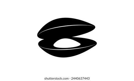 Mussel emblem, black isolated silhouette