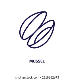 mussel icon from food collection. Thin linear mussel, seafood, ocean outline icon isolated on white background. Line vector mussel sign, symbol for web and mobile