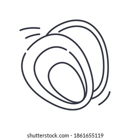 Mussel icon, linear isolated illustration, thin line vector, web design sign, outline concept symbol with editable stroke on white background.