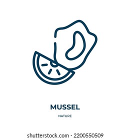 Mussel icon. Linear vector illustration from nature collection. Outline mussel icon vector. Thin line symbol for use on web and mobile apps, logo, print media.