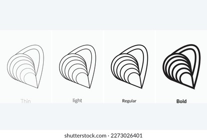 Muschelsymbol. Thin, hellrosa und feines Design einzeln auf weißem Hintergrund
