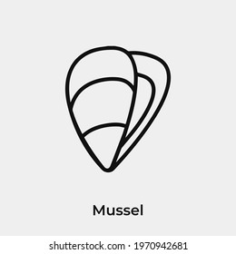 mussel icon vector. Linear style sign for mobile concept and web design. mussel symbol illustration. Pixel vector graphics - Vector.