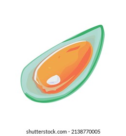 Mussel isolated on white background. Vector illustration of seafood.