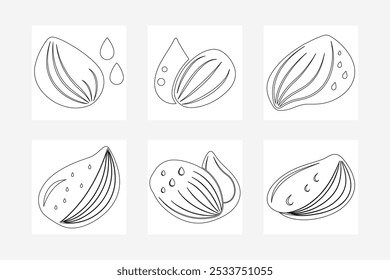 Mussel Line Art with Water Droplets on White Background - Minimalist Sea Life Illustration