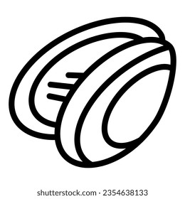 Icono de línea de mejillón. Ilustración vectorial de shell aislada en blanco. Diseño de estilo de bosquejo de mariscos, diseñado para web y app. Eps 10