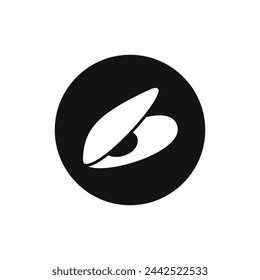 Mussel seafood black and white vector icon