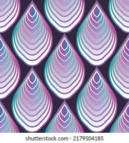 Mussel shape seashell  seamless Pattern vector