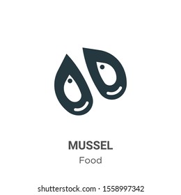 Mussel vector icon on white background. Flat vector mussel icon symbol sign from modern food collection for mobile concept and web apps design.