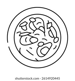 mussels broth sea cuisine line icon vector. mussels broth sea cuisine sign. isolated contour symbol black illustration