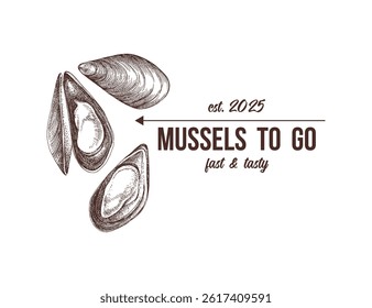 Mussels to go logo template vector