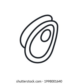 Mussels icon. Vector isolated linear icon contour shape outline. Thin line. Modern glyph design. Meat products fish and seafood. Marine life