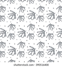 Mussels or olives pattern background texture. vector white background 