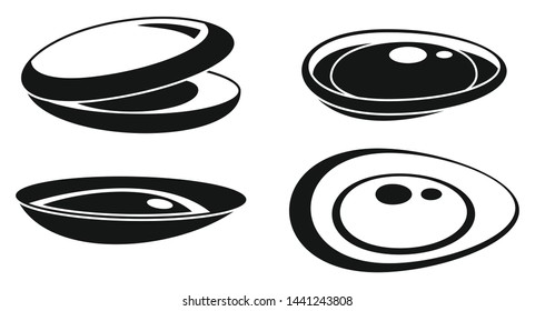Mussels seafood icons set. Simple set of mussels seafood vector icons for web design on white background