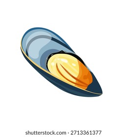 Mejillones, tema de mariscos, conchas, mar, dibujado a mano, Ilustración vectorial limpia, aislado sobre fondo blanco, comida marina, estética. Vector