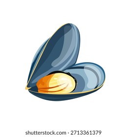 Mejillones, tema de mariscos, conchas, mar, dibujado a mano, Ilustración vectorial limpia, aislado sobre fondo blanco, comida marina, estética. Vector