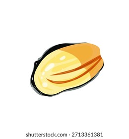 Mussels, seafood theme, shells, sea, hand drawn, clean vector illustration, isolated on white background, marine food, aesthetics. Vector