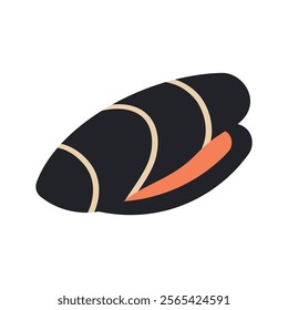 mussels vector illustration isolated on a white background , sea food ,asian food italian or spanish . Hand drawn illustration .