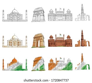 Must visit tourist places in India - Taj Mahal, India Gate, Red Fort, Qutab Minar